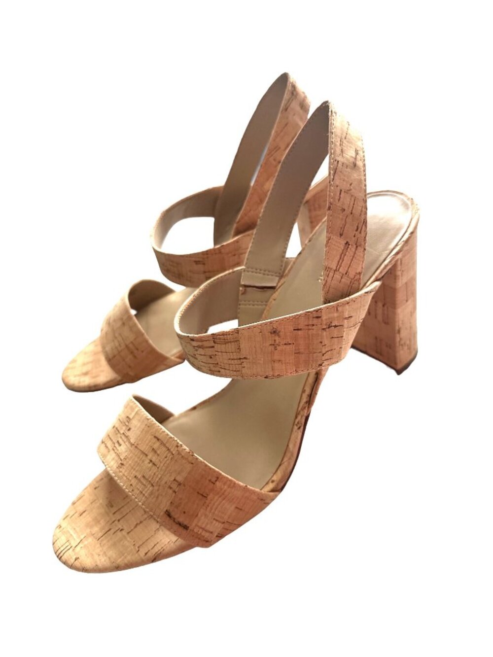 Ann Taylor Sandals Cork Block Heel Strappy Open Toe Lorna Size 11